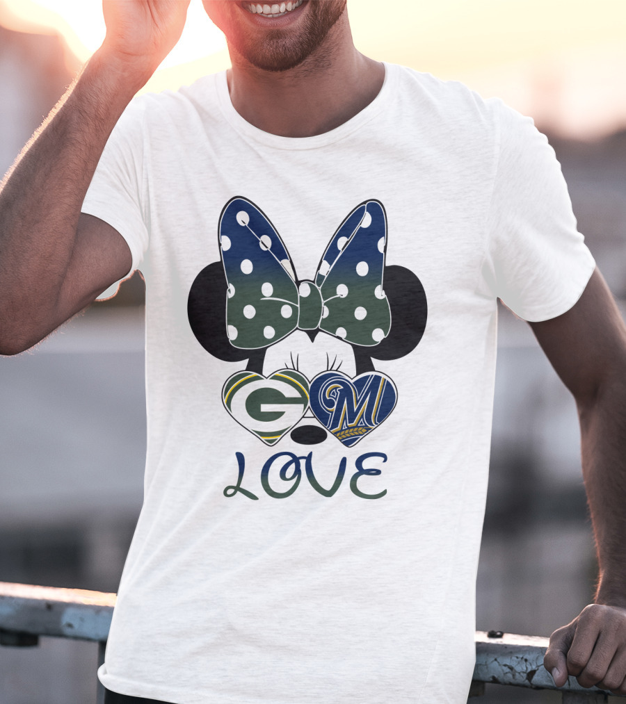 Green Bay Packers Milwaukee Brewers Minnie Mouse Love T-Shirt