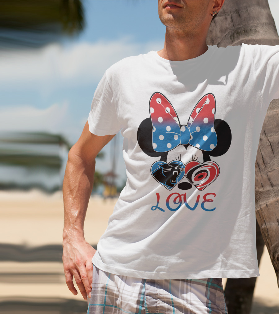 Love Carolina Panthers Hurricanes Minnie Bow T-Shirt