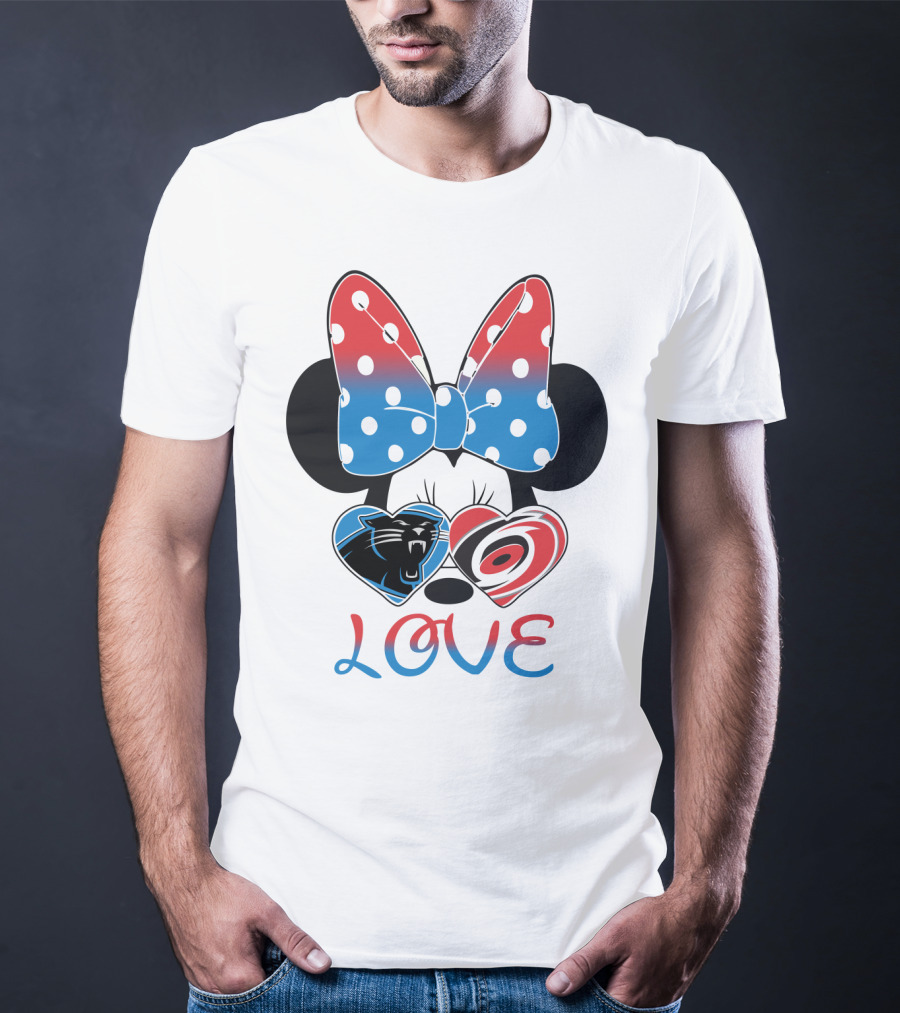 Love Carolina Panthers Hurricanes Minnie Bow T-Shirt