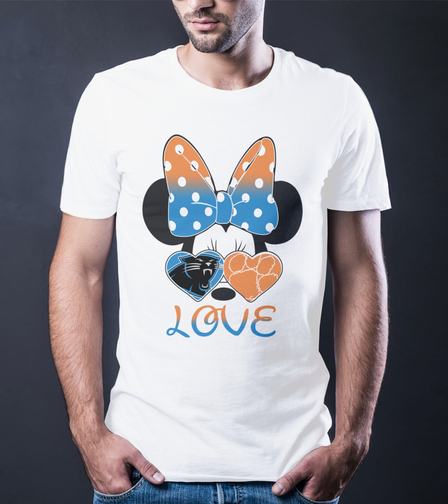Minnie Mouse Bow Love Panthers Clemson Mix T-Shirt