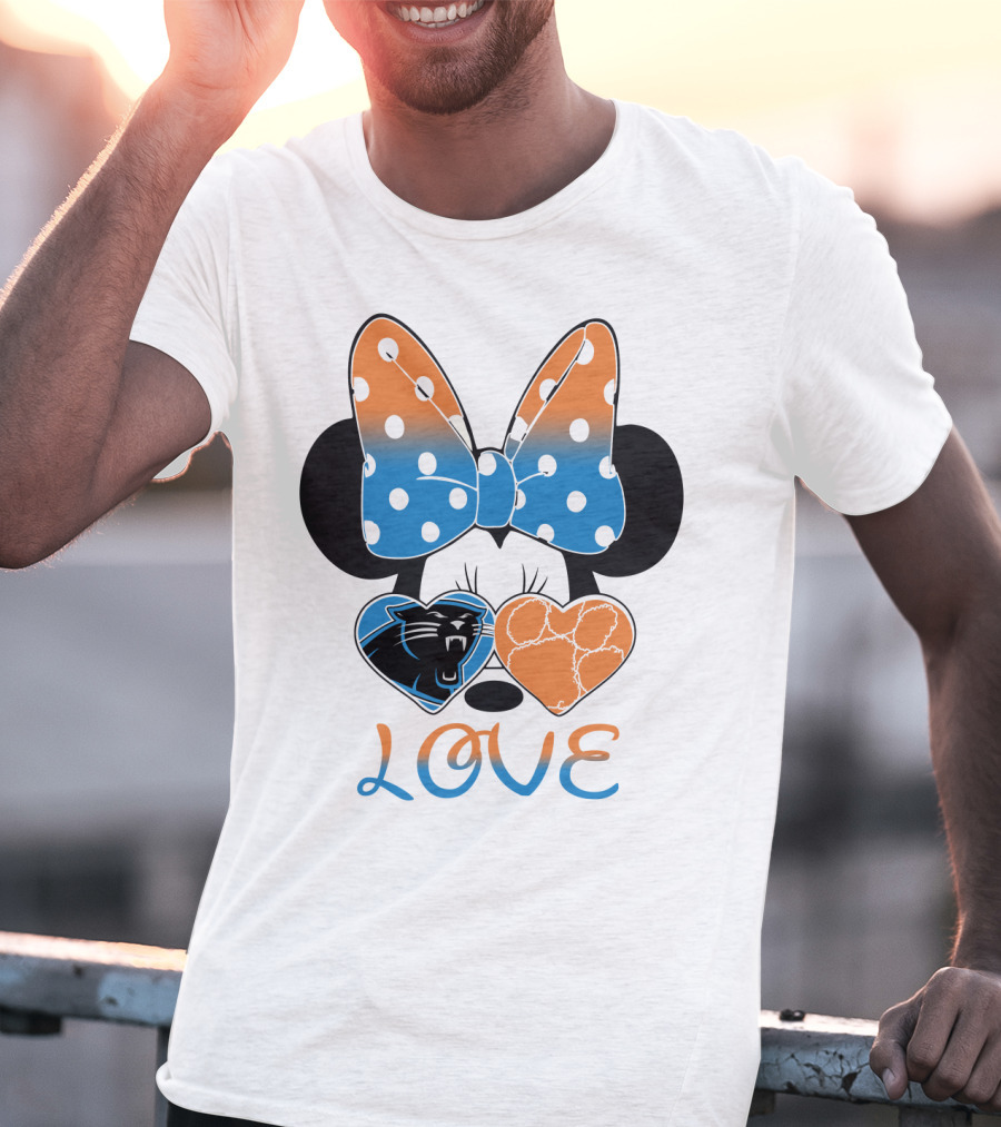 Minnie Mouse Bow Love Panthers Clemson Mix T-Shirt