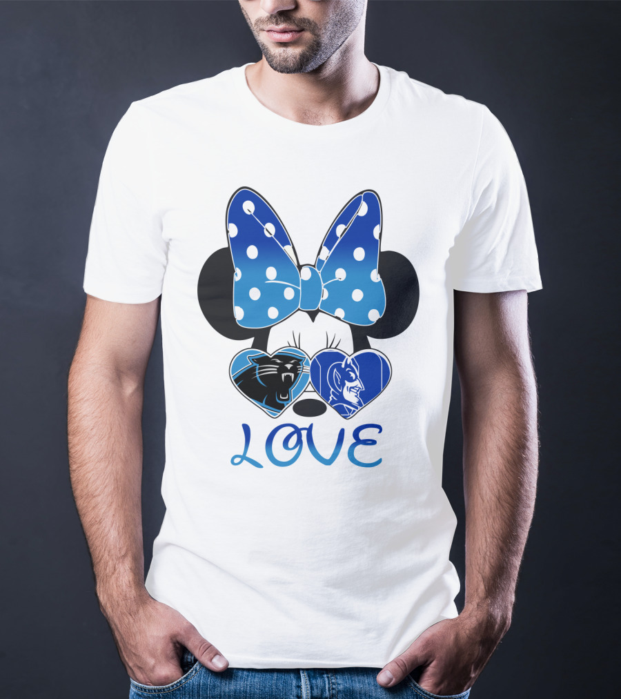 Love Carolina Panthers Duke Blue Devils Disney Bow T-Shirt