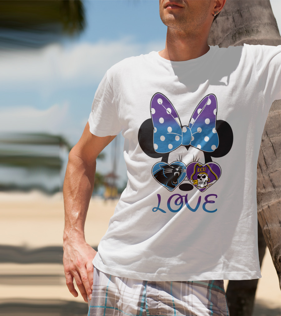 Love Panthers Ecu Pirates Minnie Bow T-Shirt