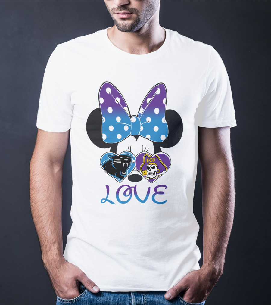 Love Panthers Ecu Pirates Minnie Bow T-Shirt