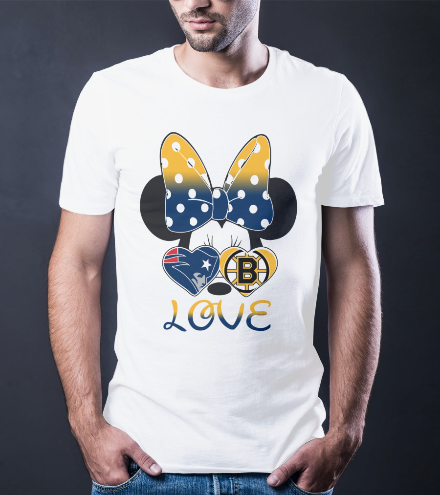 Mickey Mouse Patriots Bruins Love T-Shirt