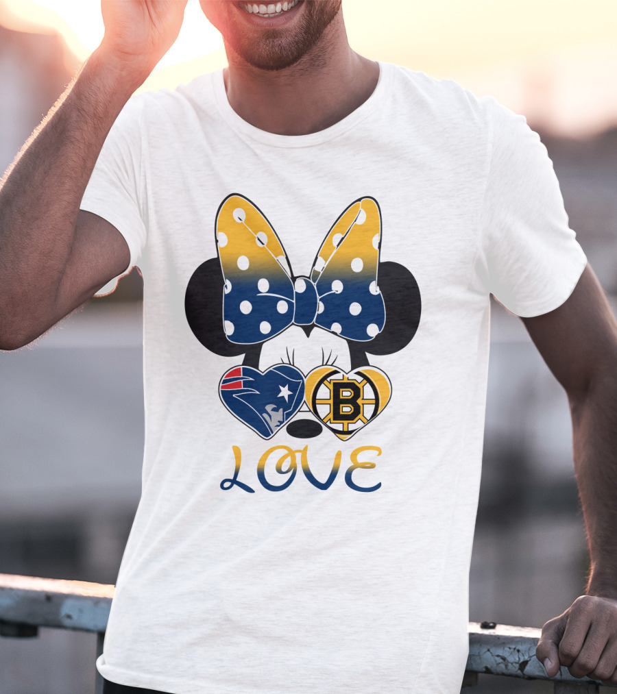 Mickey Mouse Patriots Bruins Love T-Shirt