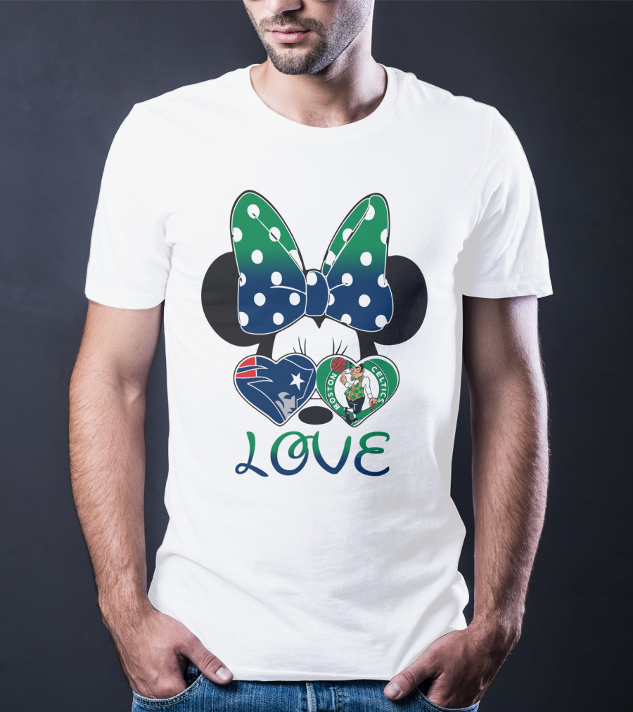 Love Minnie Bow Patriots Celtics T-Shirt