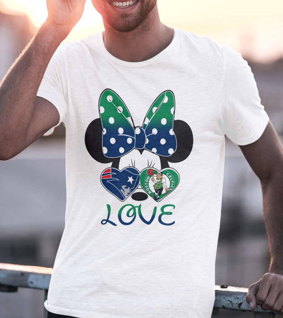Love Minnie Bow Patriots Celtics T-Shirt