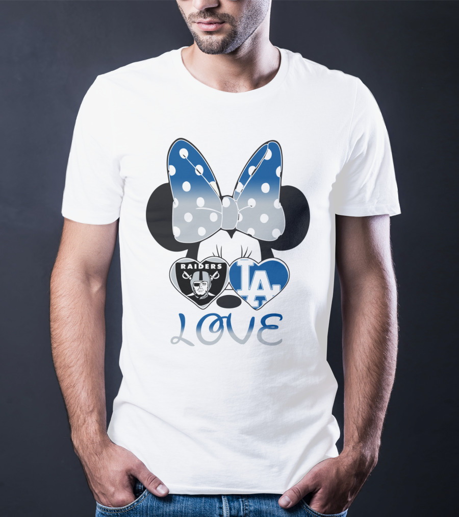 Minnie Mouse Love Raiders La Dodgers Bow Hearts T-Shirt