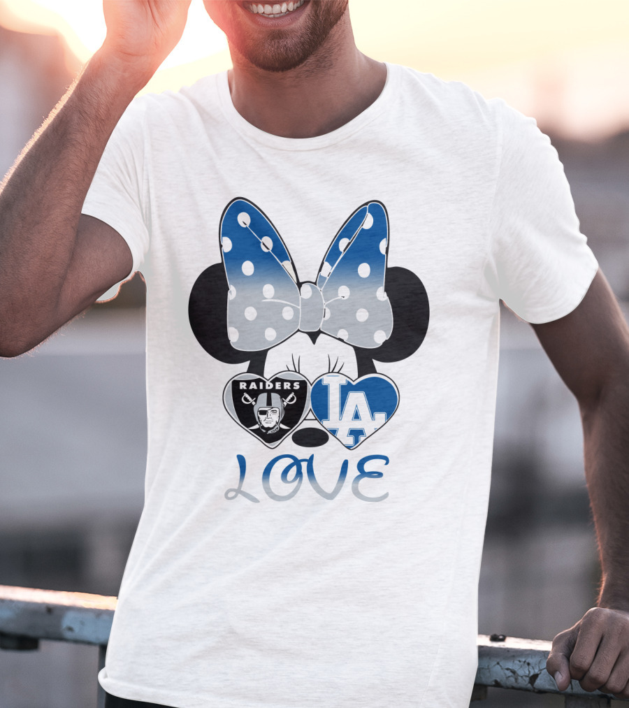 Minnie Mouse Love Raiders La Dodgers Bow Hearts T-Shirt