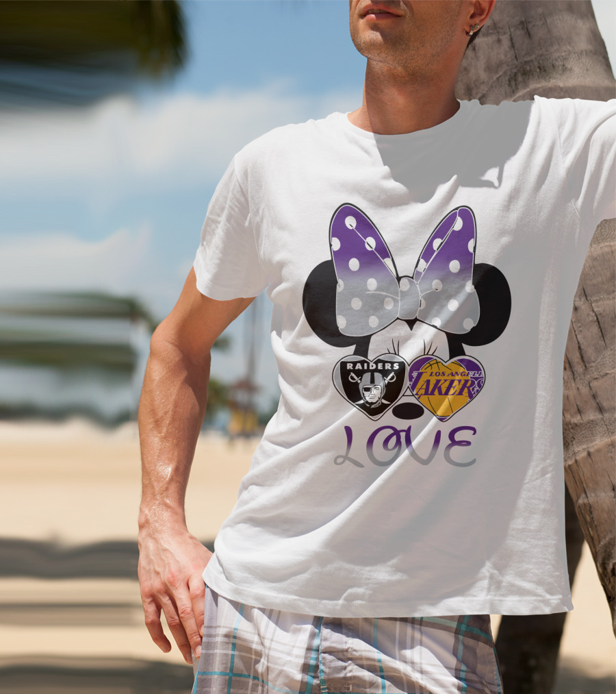 Los Angeles Lakers Raiders Love Minnie Bow T-Shirt