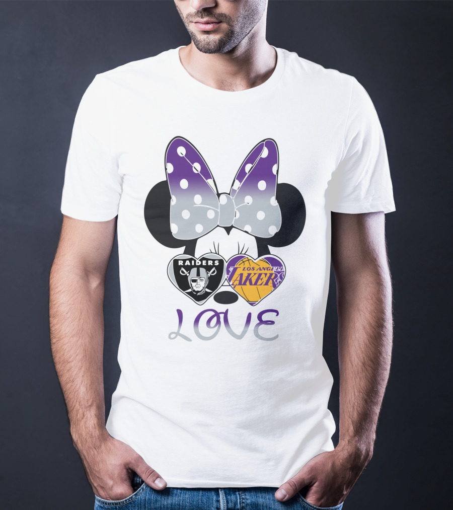 Los Angeles Lakers Raiders Love Minnie Bow T-Shirt