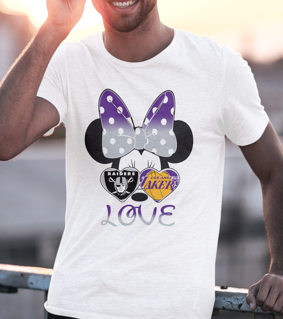 Los Angeles Lakers Raiders Love Minnie Bow T-Shirt