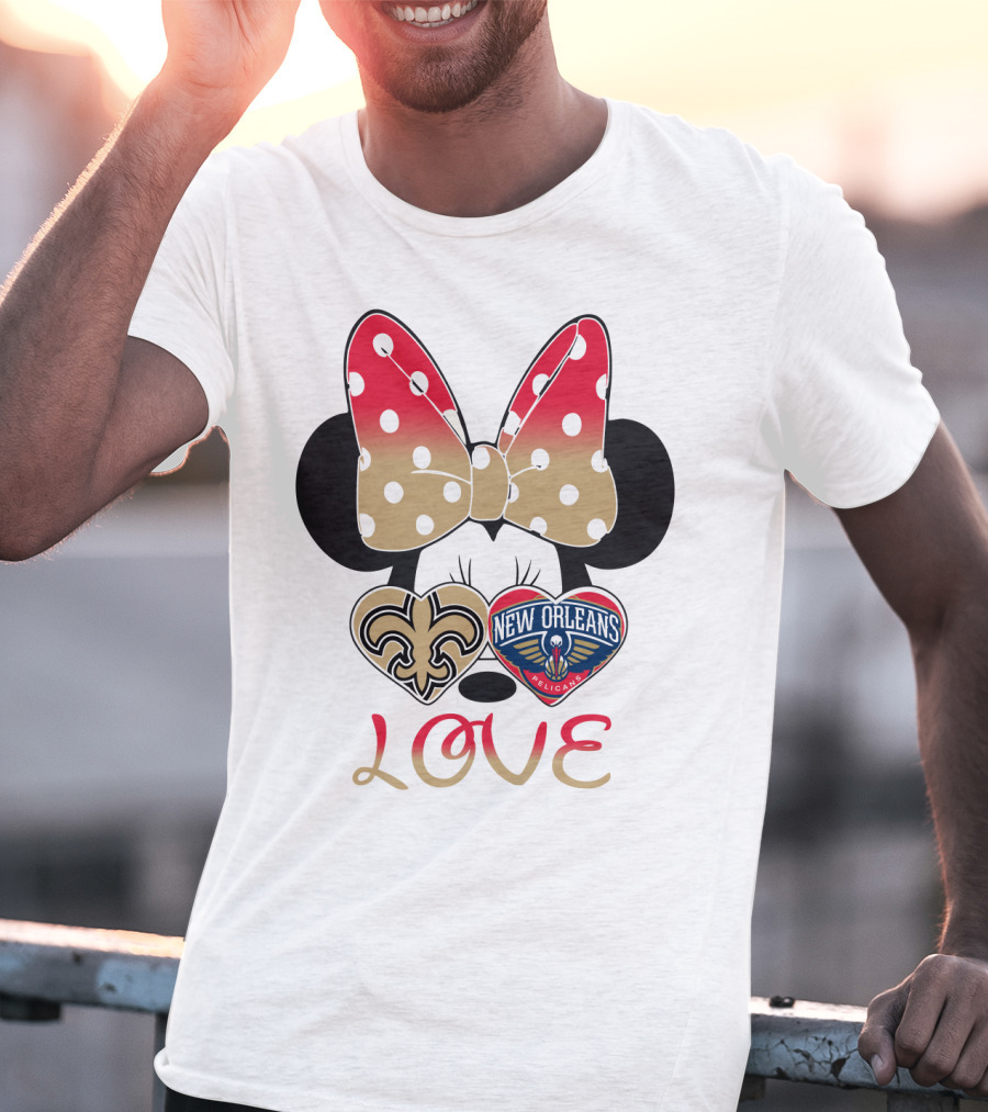 Minnie Mouse Love New Orleans Saints And Pelicans T-Shirt