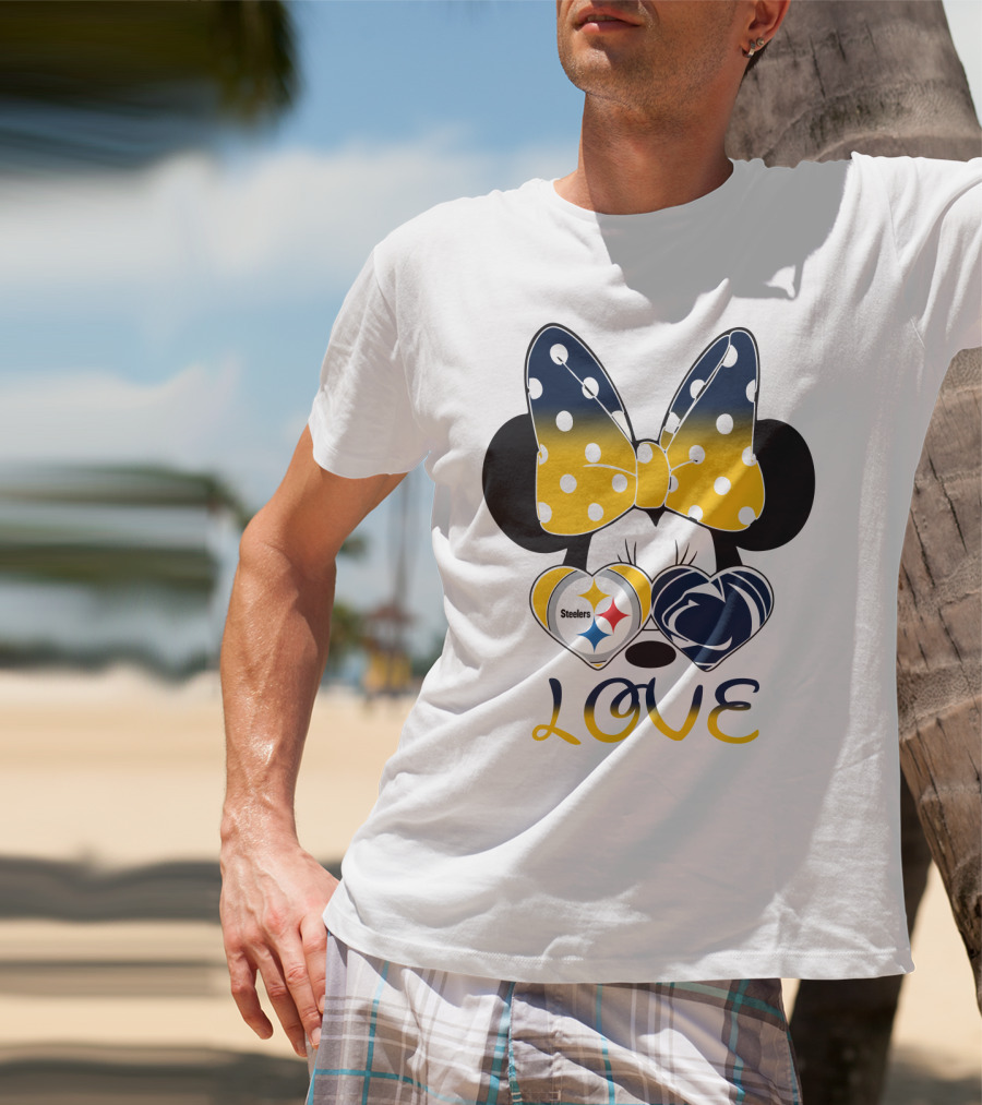 Minnie Mouse Steelers Love Bow Polka Dots T-Shirt