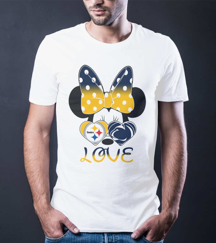 Minnie Mouse Steelers Love Bow Polka Dots T-Shirt