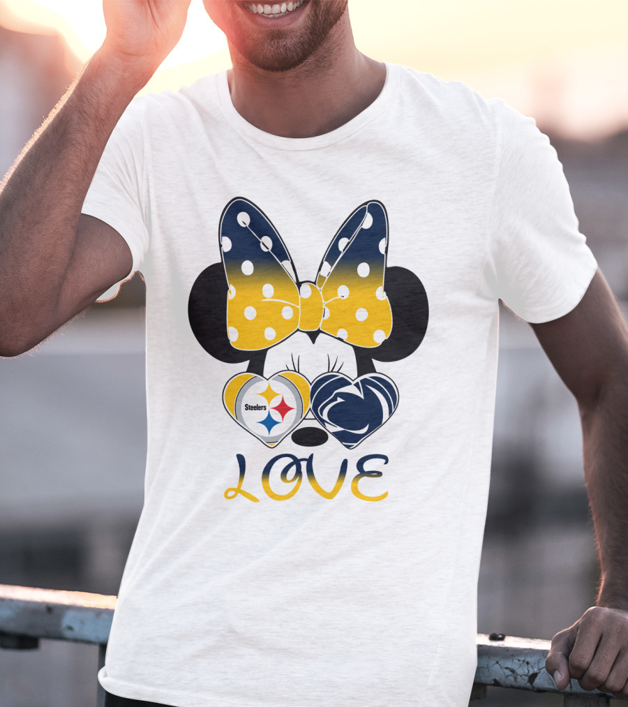 Minnie Mouse Steelers Love Bow Polka Dots T-Shirt