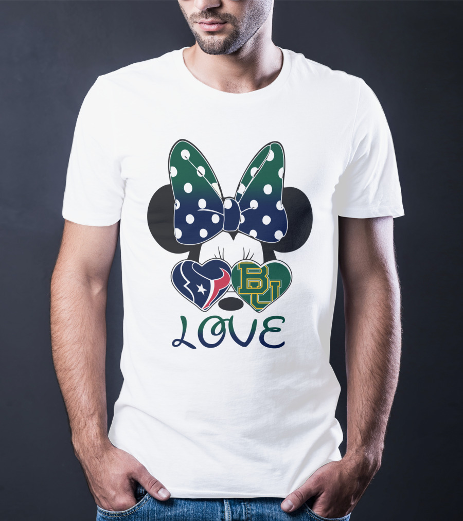 Houston Texans Baylor University Love Minnie Polka Dot Bow T-Shirt
