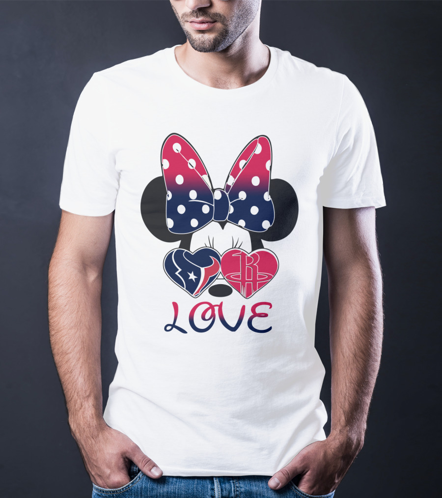 Love Minnie Mouse Houston Texans Rockets Hearts T-Shirt