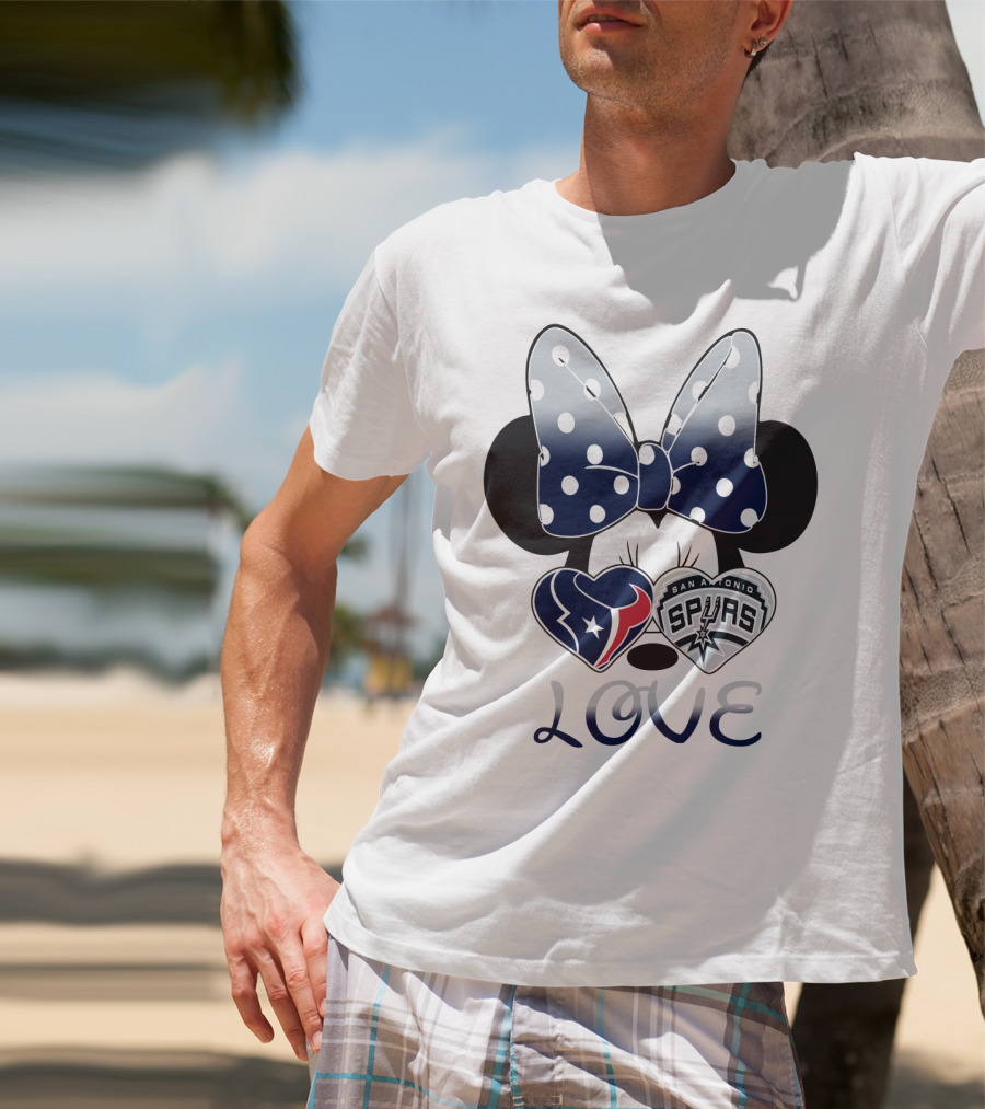 Mic 119 Minnie Love Houston Texans San Antonio Spurs T-Shirt