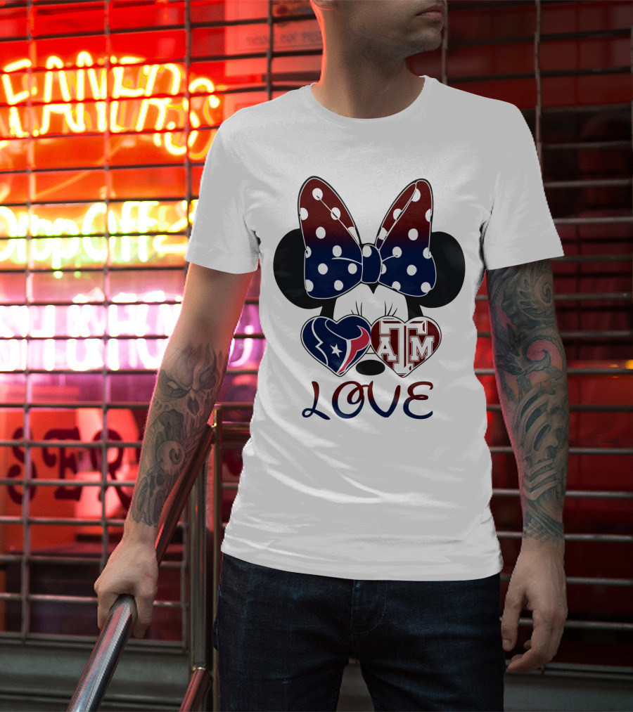 Minnie Bow Texans Love A&M Hearts T-Shirt