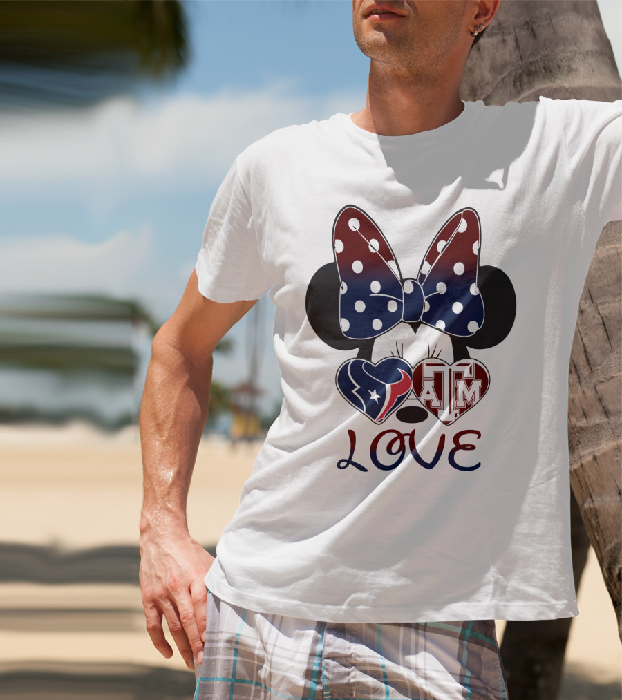 Minnie Bow Texans Love A&M Hearts T-Shirt