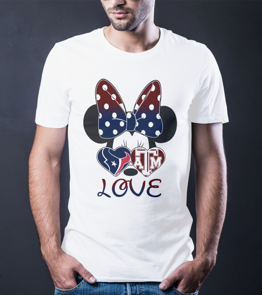 Minnie Bow Texans Love A&M Hearts T-Shirt