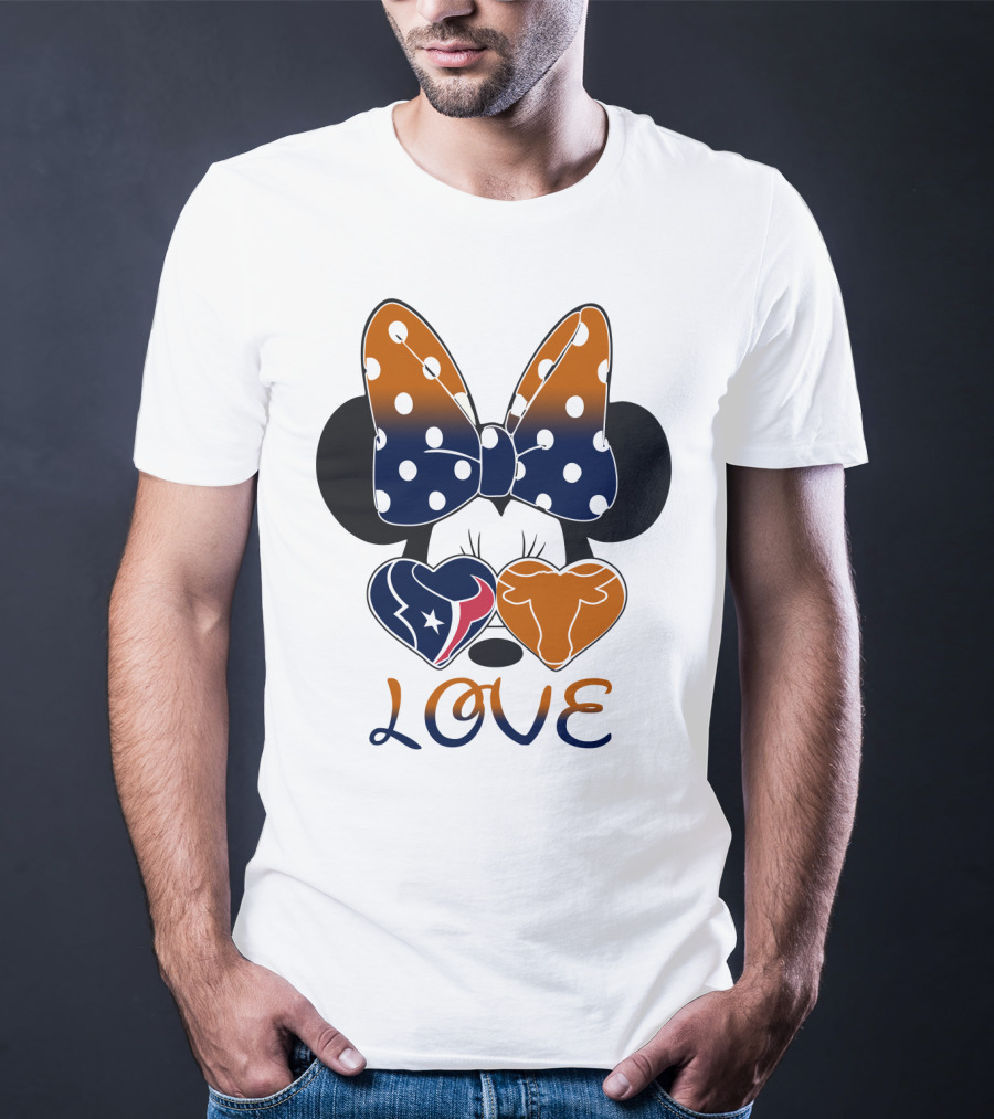 Love Texas Houston Football Minnie Ears Bow T-Shirt