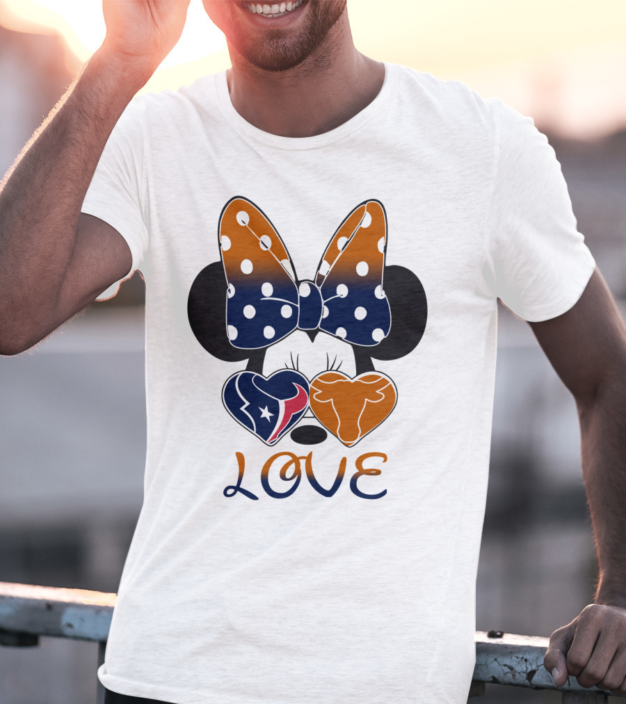 Love Texas Houston Football Minnie Ears Bow T-Shirt