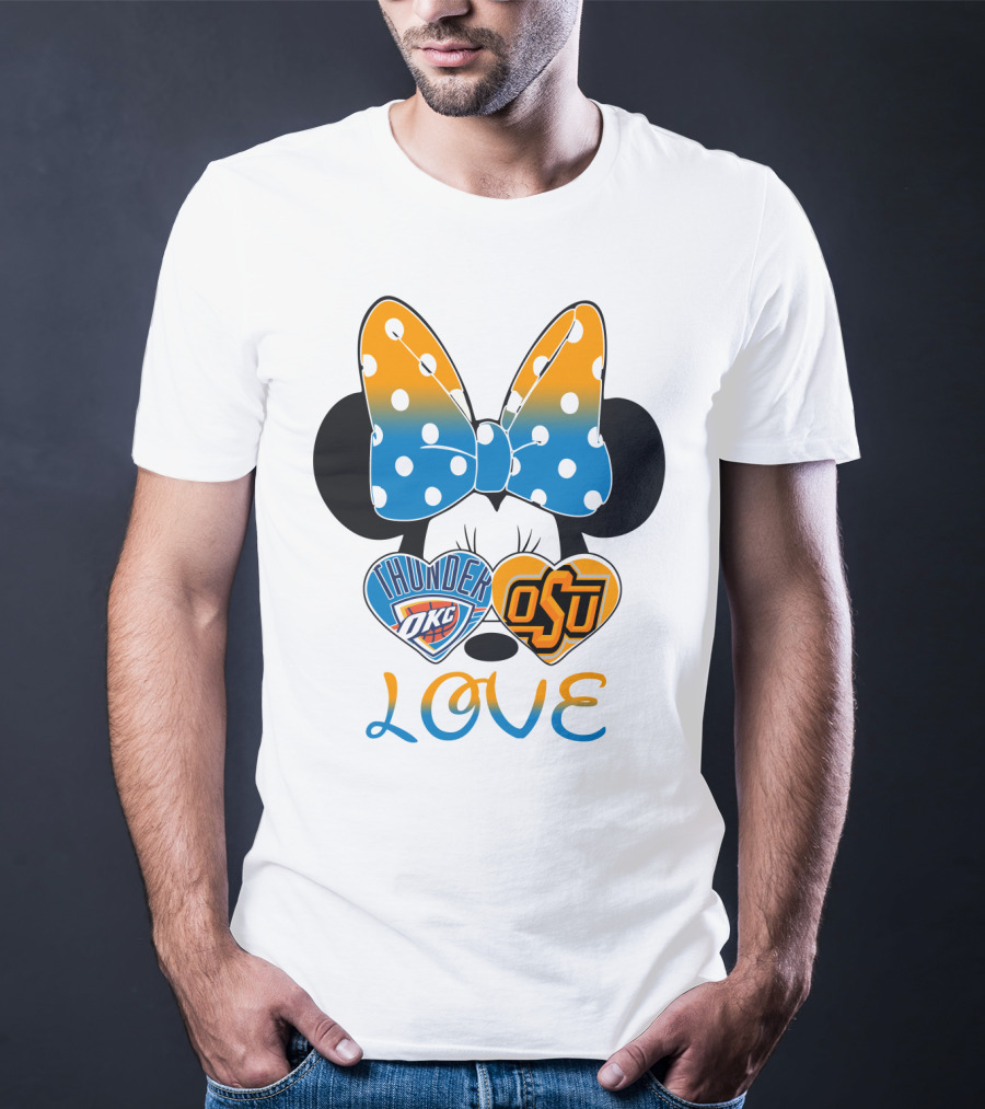 Okc Thunder Osu Love Minnie Bow Hearts T-Shirt
