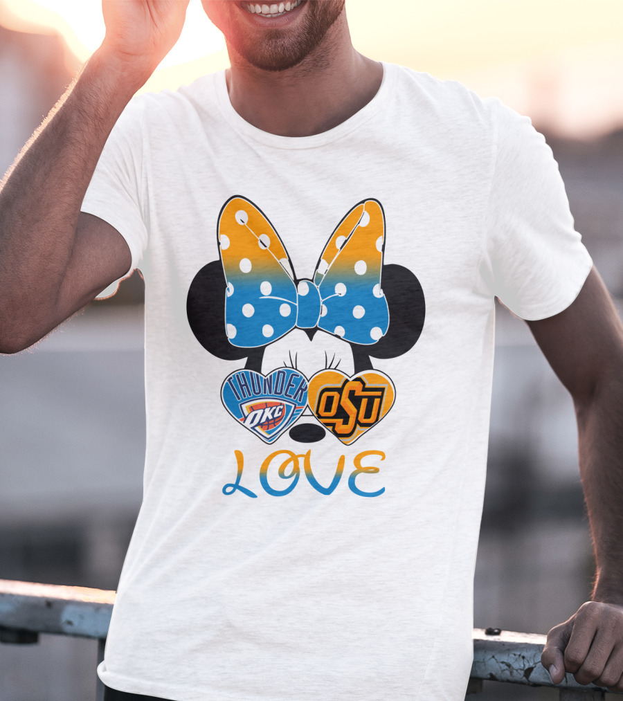 Okc Thunder Osu Love Minnie Bow Hearts T-Shirt