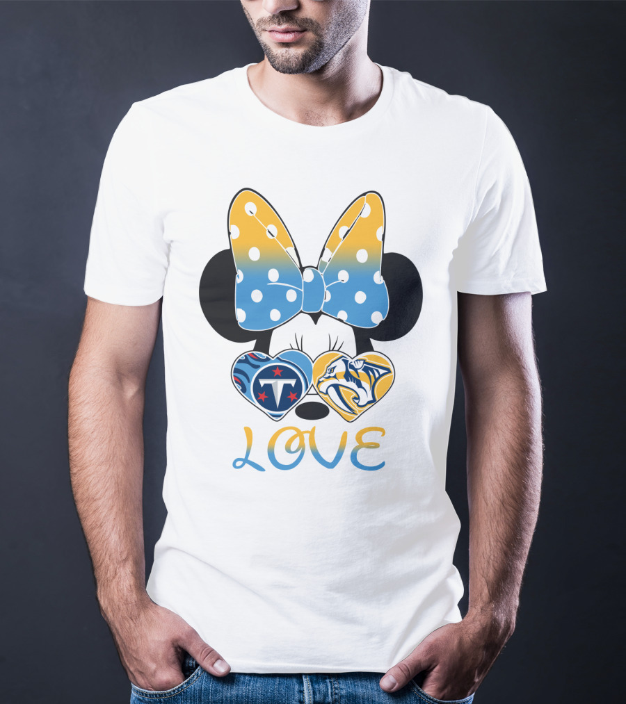 Love Minnie Ears Tennessee Titans Predators Hearts T-Shirt
