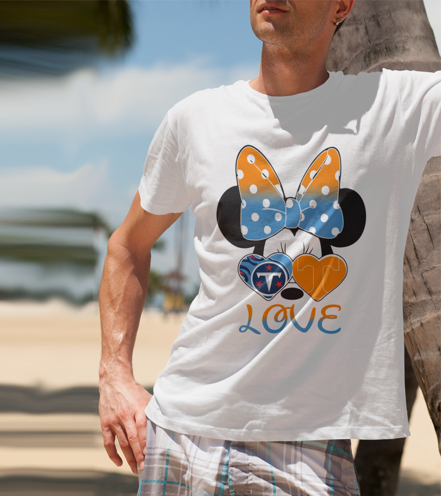 Minnie Mouse Love Tennessee Titans Hearts T-Shirt