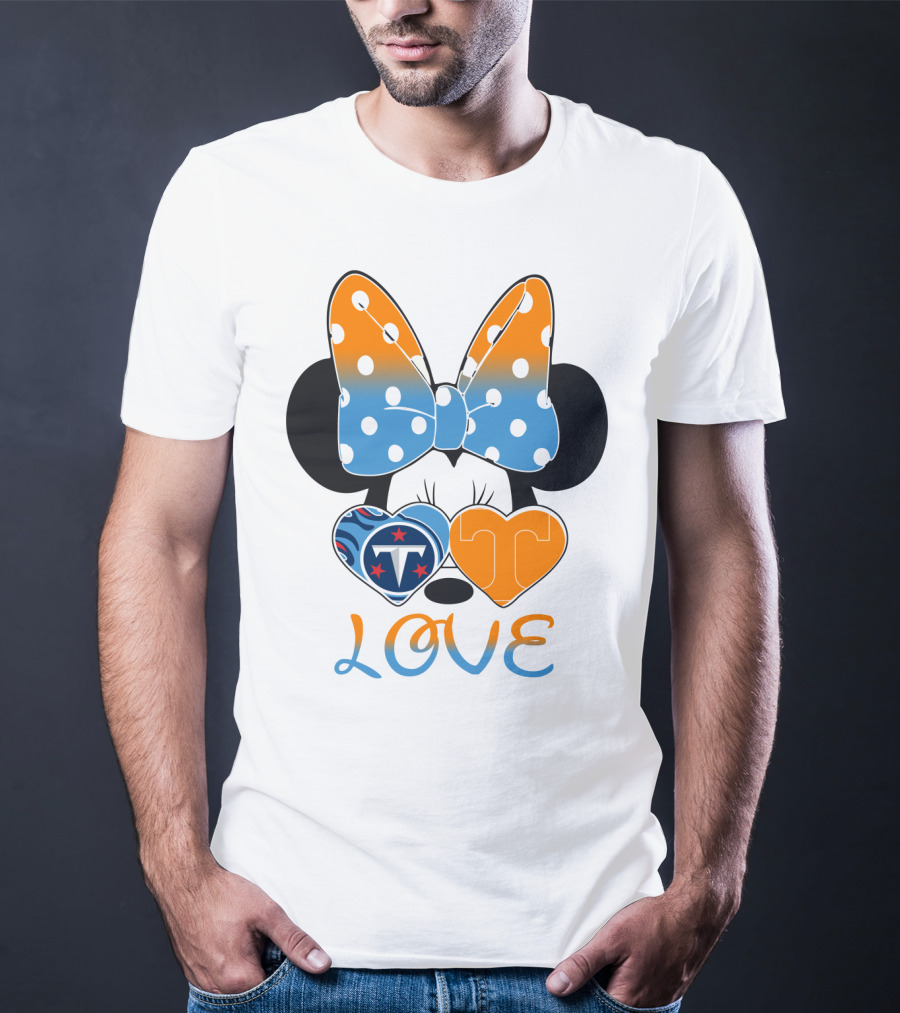 Minnie Mouse Love Tennessee Titans Hearts T-Shirt