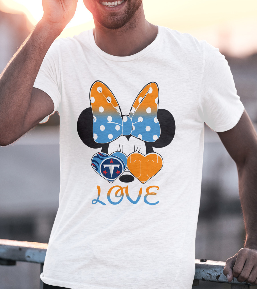 Minnie Mouse Love Tennessee Titans Hearts T-Shirt