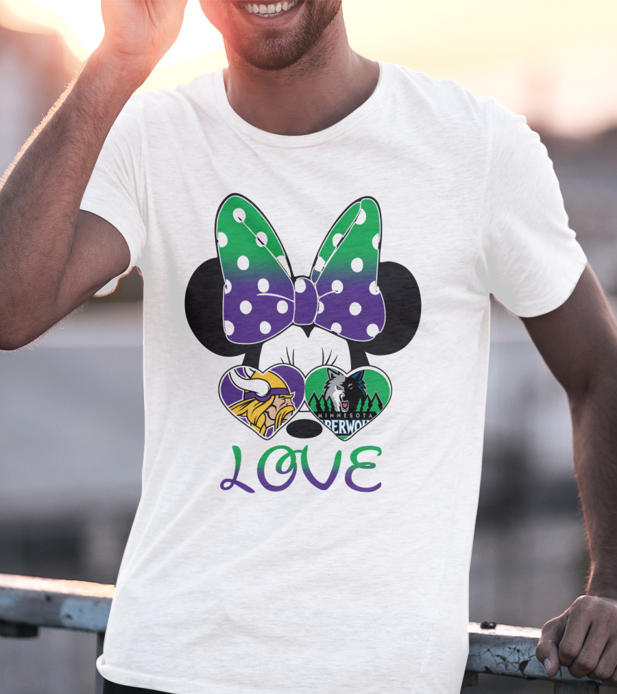 Minnesota Vikings Timberwolves Love With Bow T-Shirt
