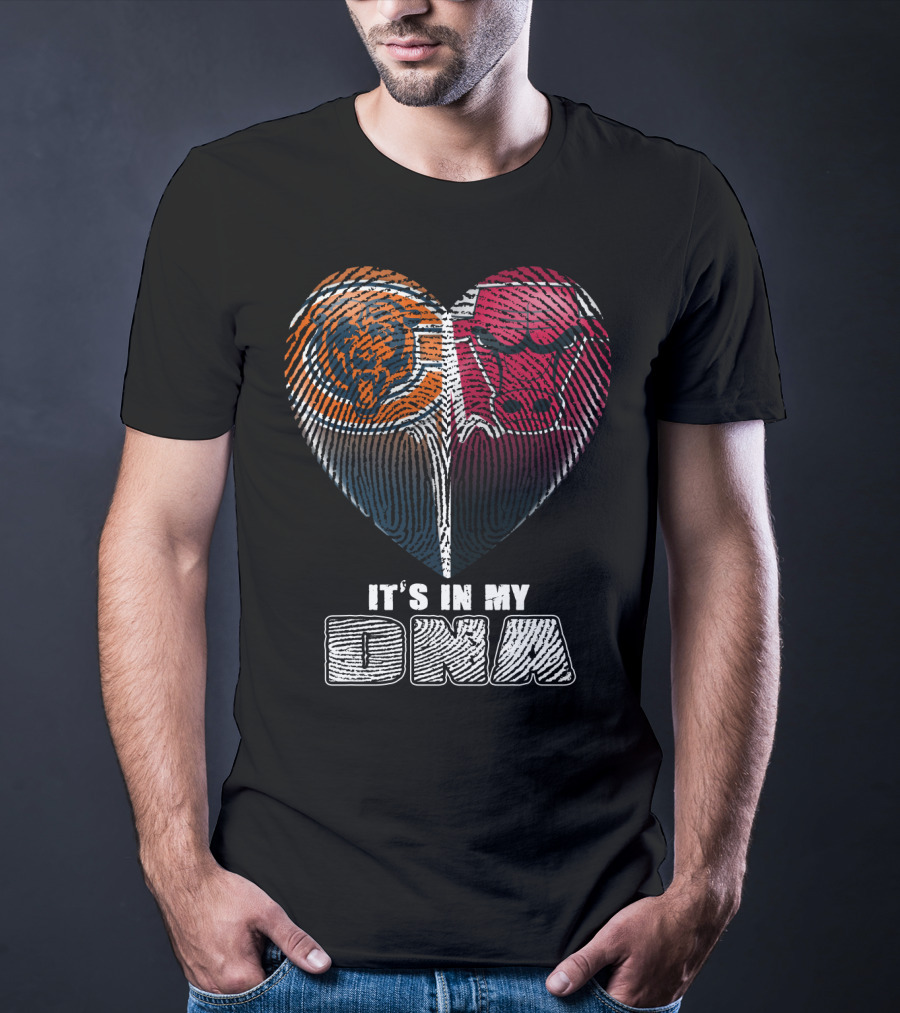It's In My Dna Bears Bulls Heart Fingerprint 007 T-Shirt