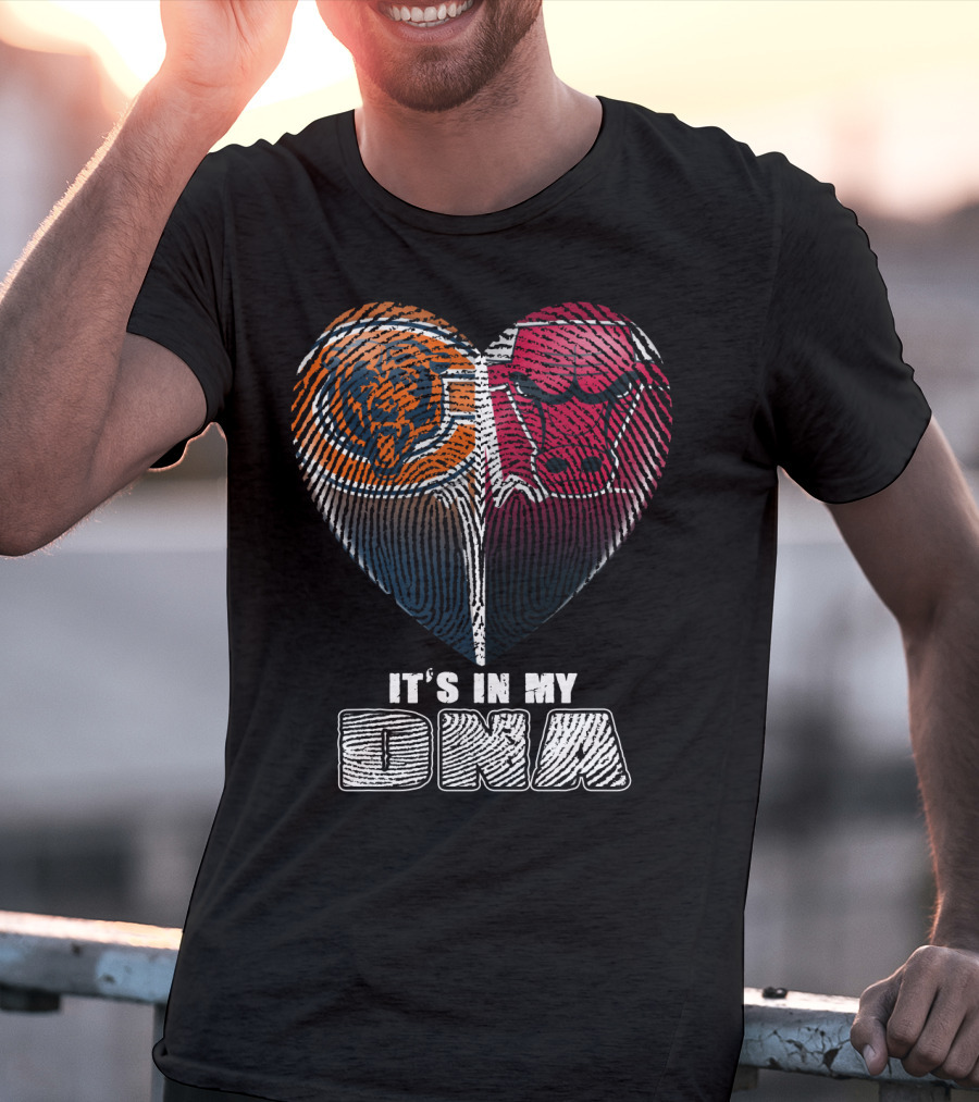 It's In My Dna Bears Bulls Heart Fingerprint 007 T-Shirt