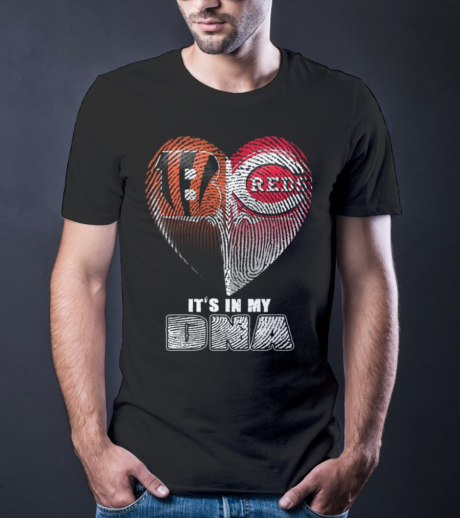 Cincinnati Bengals Reds Fan Heart It's In My Dna T-Shirt