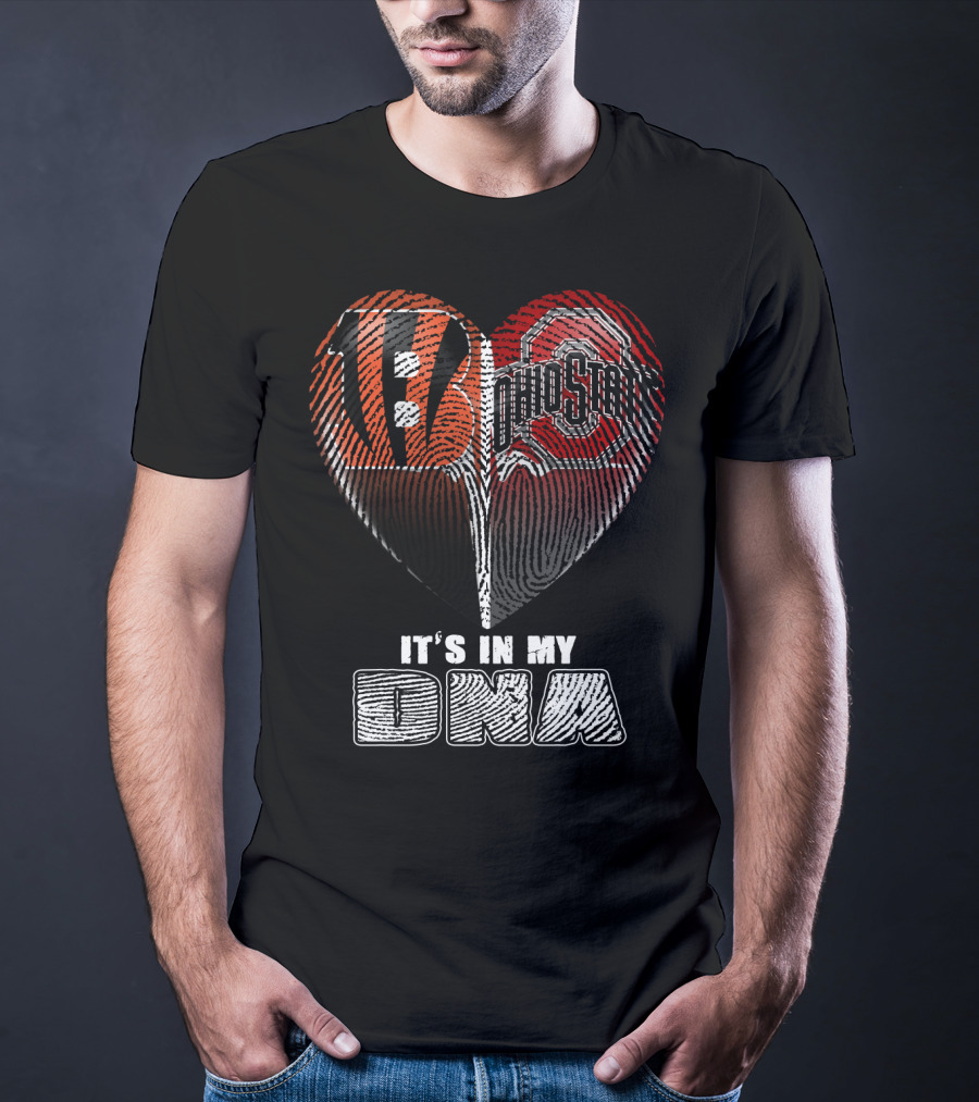Bengals Ohio State It's In My Dna Heart Fingerprint T-Shirt