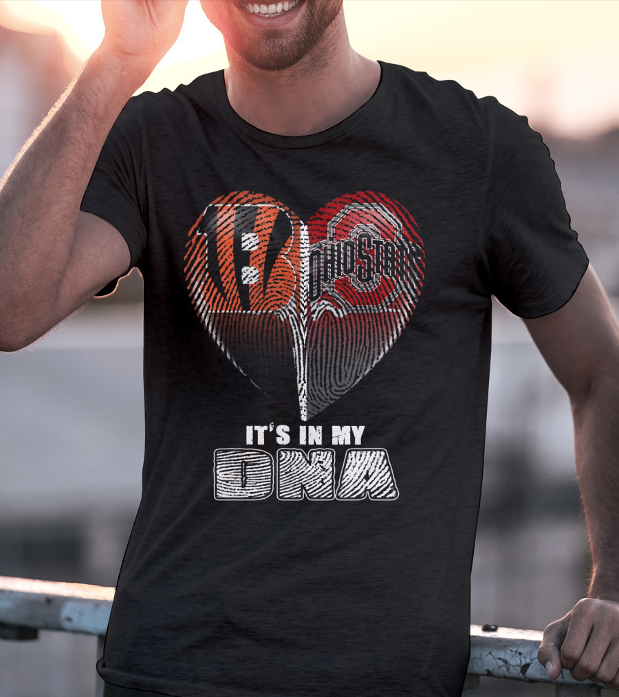Bengals Ohio State It's In My Dna Heart Fingerprint T-Shirt