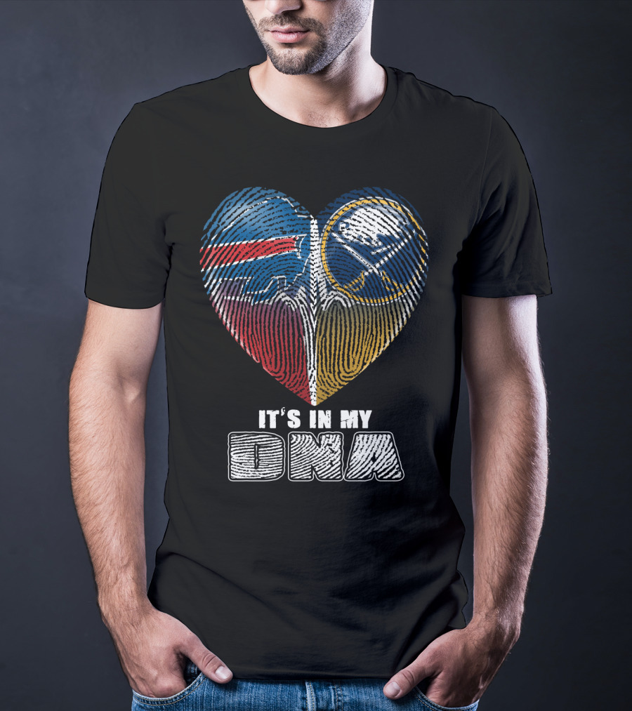 Buffalo Sabres It's In My Dna Heart Fingerprint T-Shirt