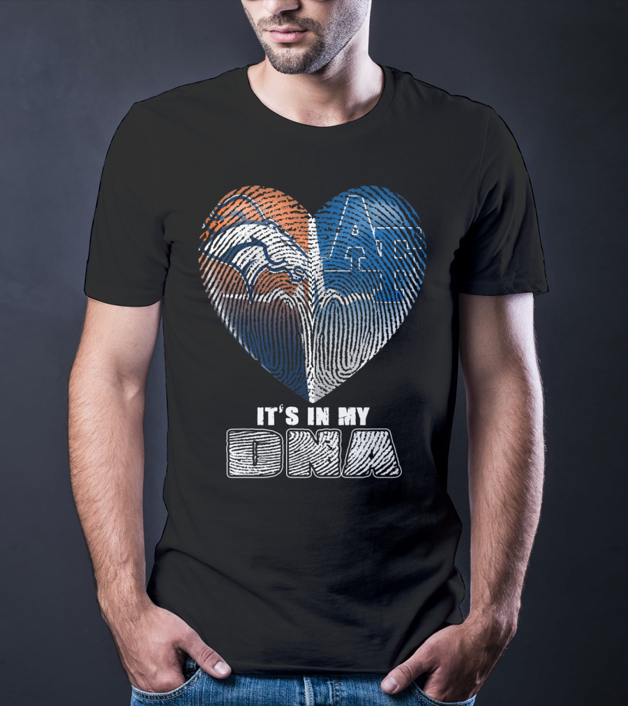 It's In My Dna Broncos Air Force Heart Fingerprint T-Shirt