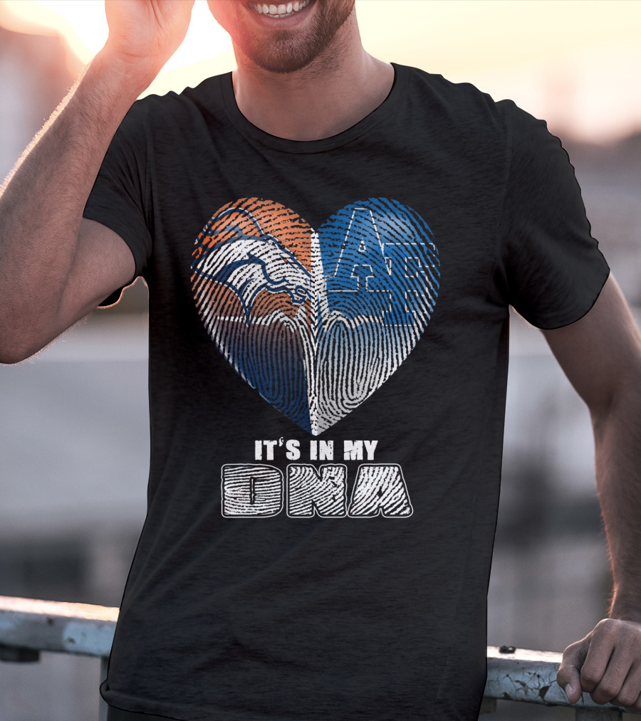 It's In My Dna Broncos Air Force Heart Fingerprint T-Shirt
