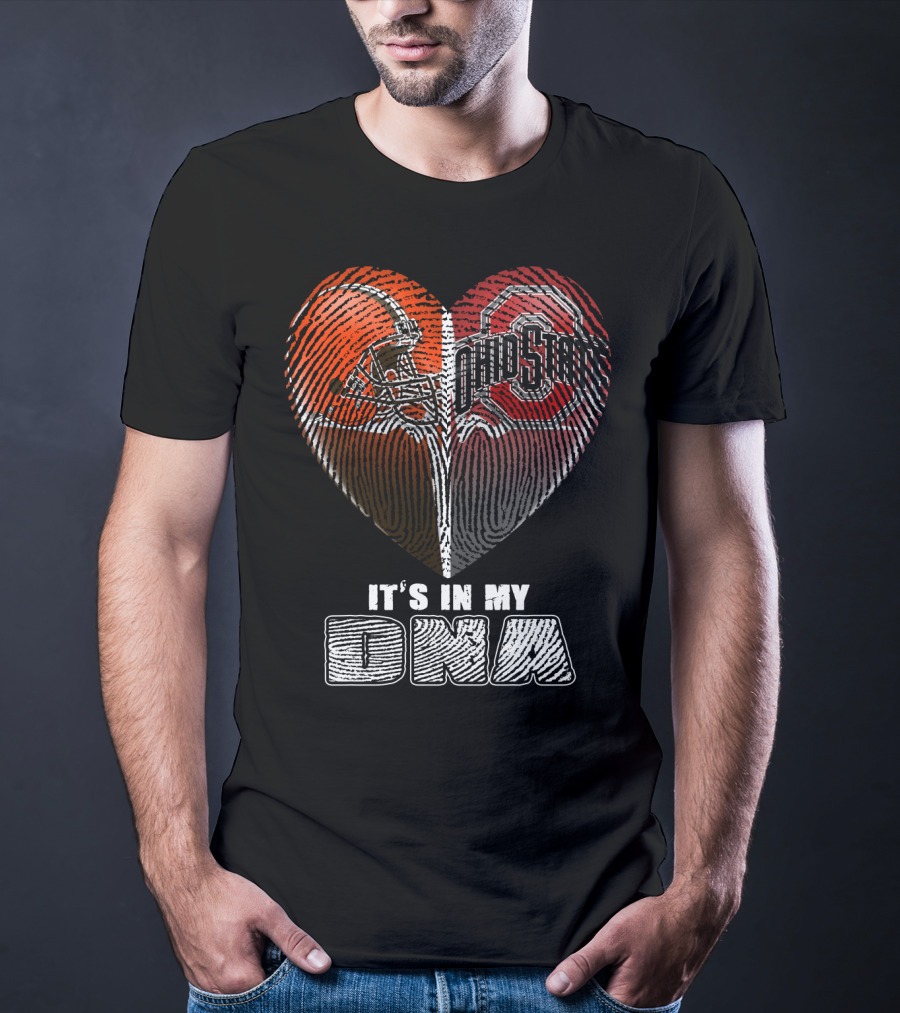 It's In My Dna Ohio State Buckeyes Cleveland Browns Heart Fingerprint T-Shirt