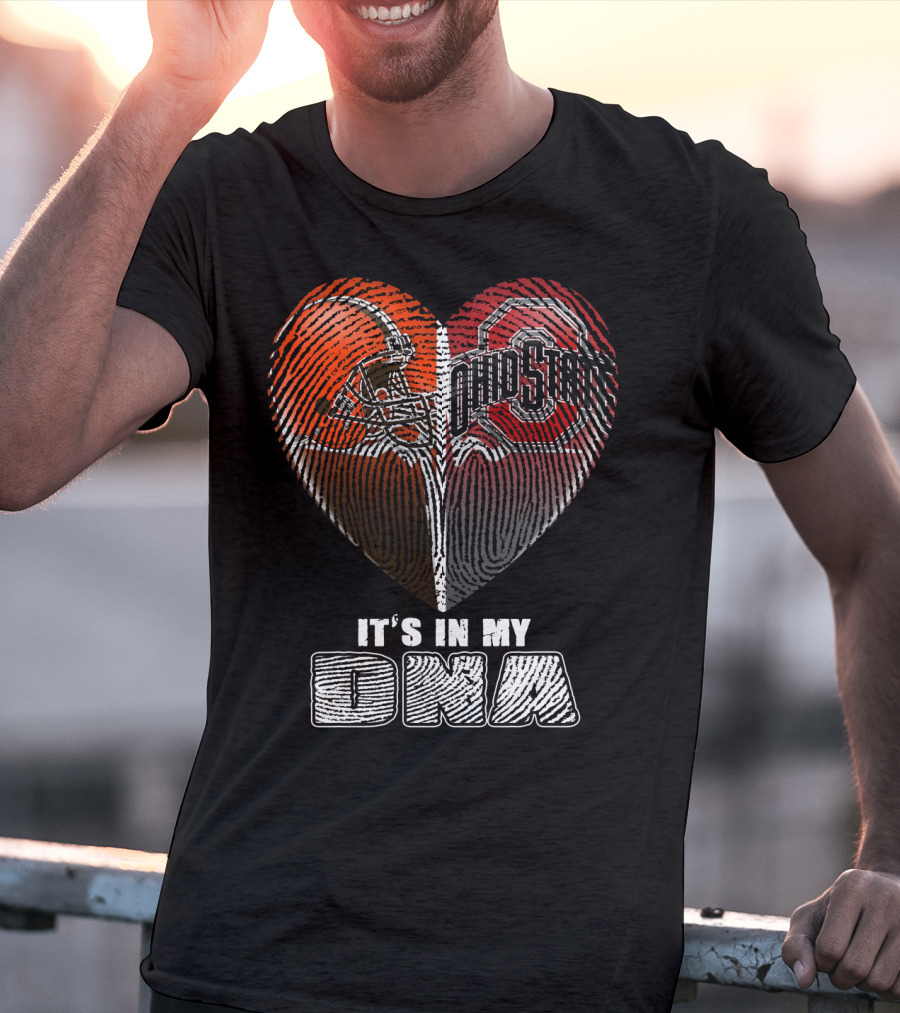 It's In My Dna Ohio State Buckeyes Cleveland Browns Heart Fingerprint T-Shirt