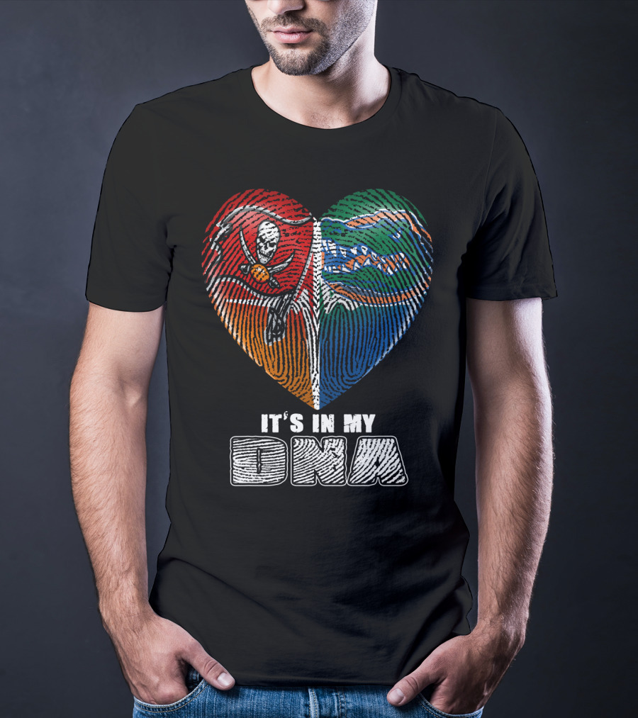 It's In My Dna Buccaneers Gators Heart Fingerprint T-Shirt