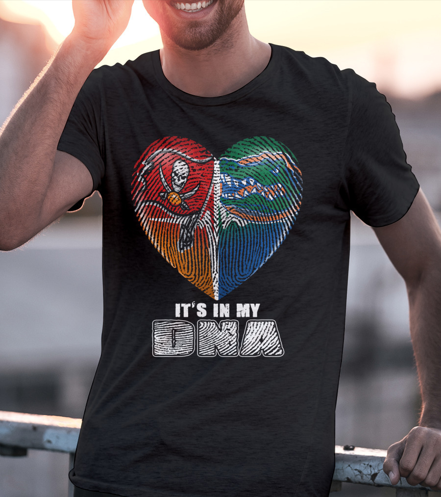It's In My Dna Buccaneers Gators Heart Fingerprint T-Shirt