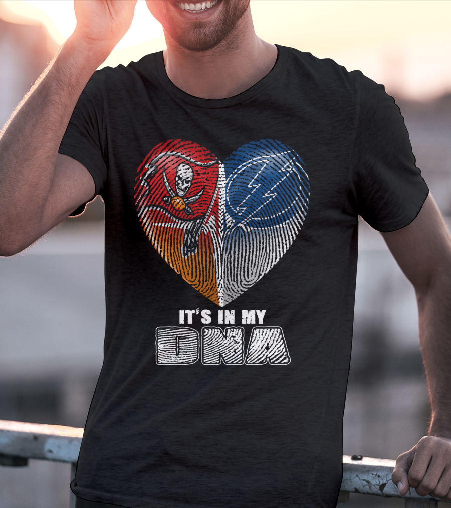 It's In My Dna Buccaneers Lightning Heart Fingerprint T-Shirt