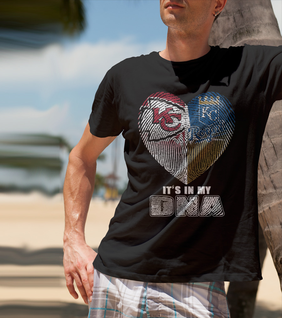 It's In My Dna Kansas City Chiefs Royals Heart Fingerprint T-Shirt